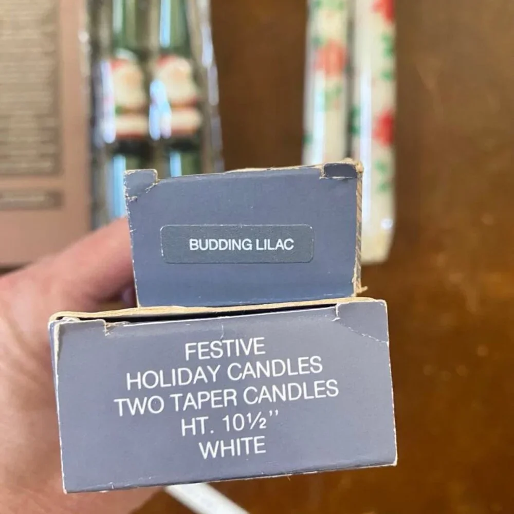 Vintage AVON Candle Set New Deadstock 14 Pieces Santa Claus Poinsettias Tapers